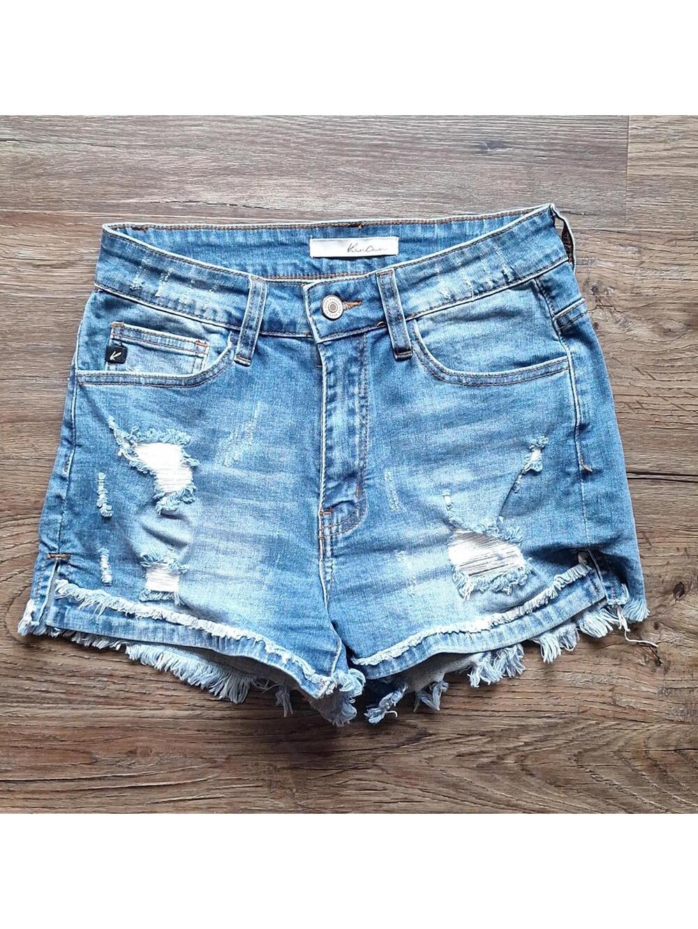 Kancan Distressed High-rise Denim Shorts Size 5